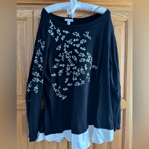 Charter Club Tops - Charter Club Black and White Floral Long Sleeve Top